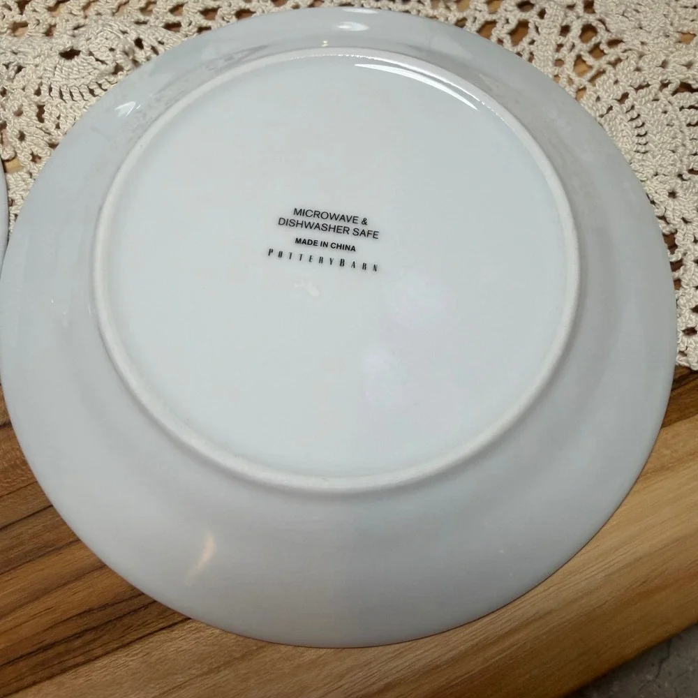 Pottery Barn Palm Tree Salad Plates Set of 4 Botanical Tropical Green White